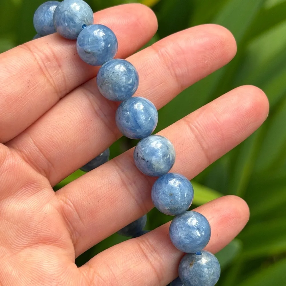 11.5mm stretchable blue‎ kyanite bracelet 0418
